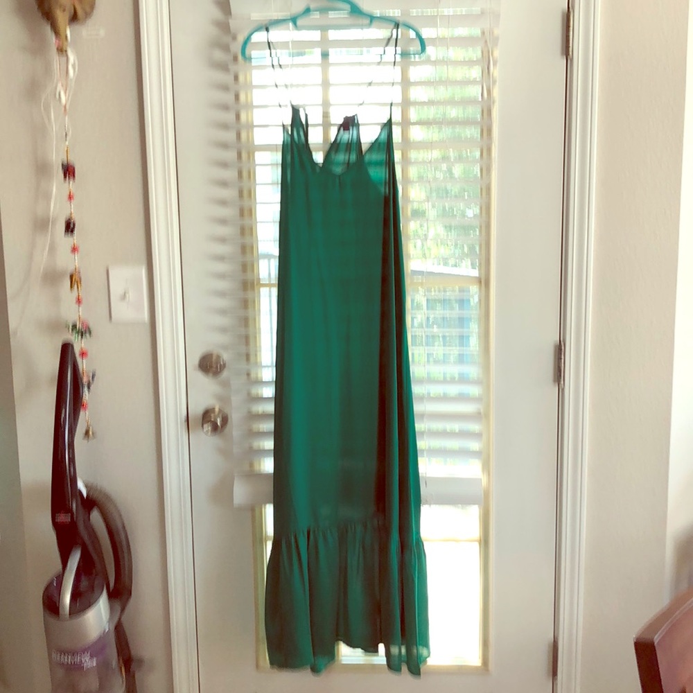 J Crew green slip dress EUC